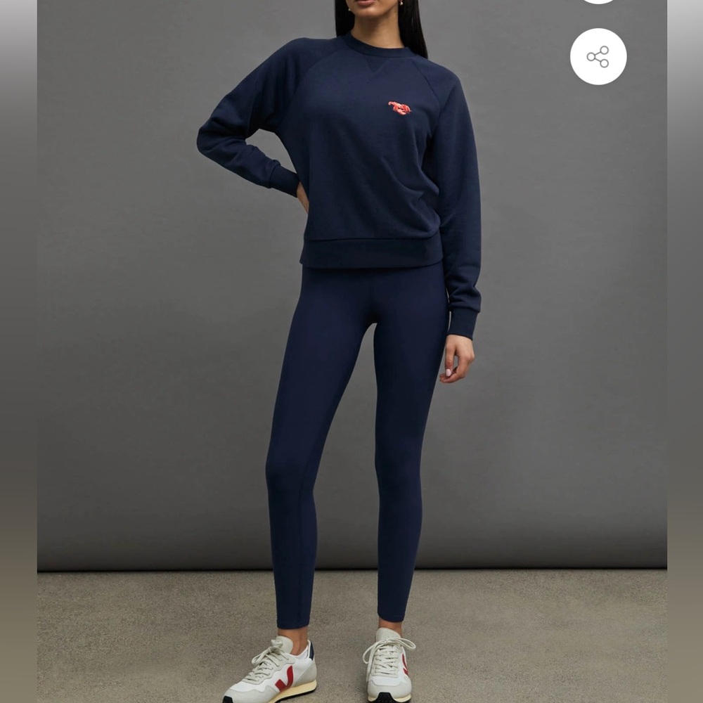 Carbon38 Embroidered French Terry Crew Sweatshirt in XS
